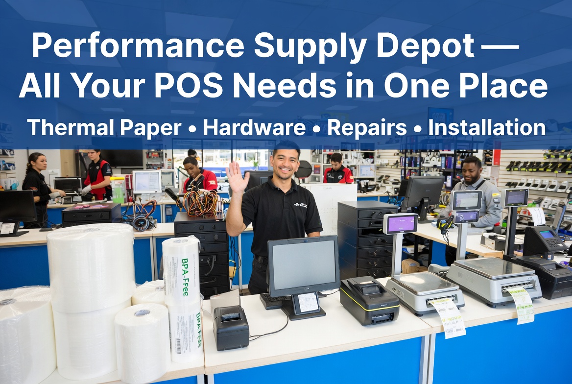 Performance Supply Depot service technician shaking hands with restaurant owner - professional POS installation and delivery service throughout California